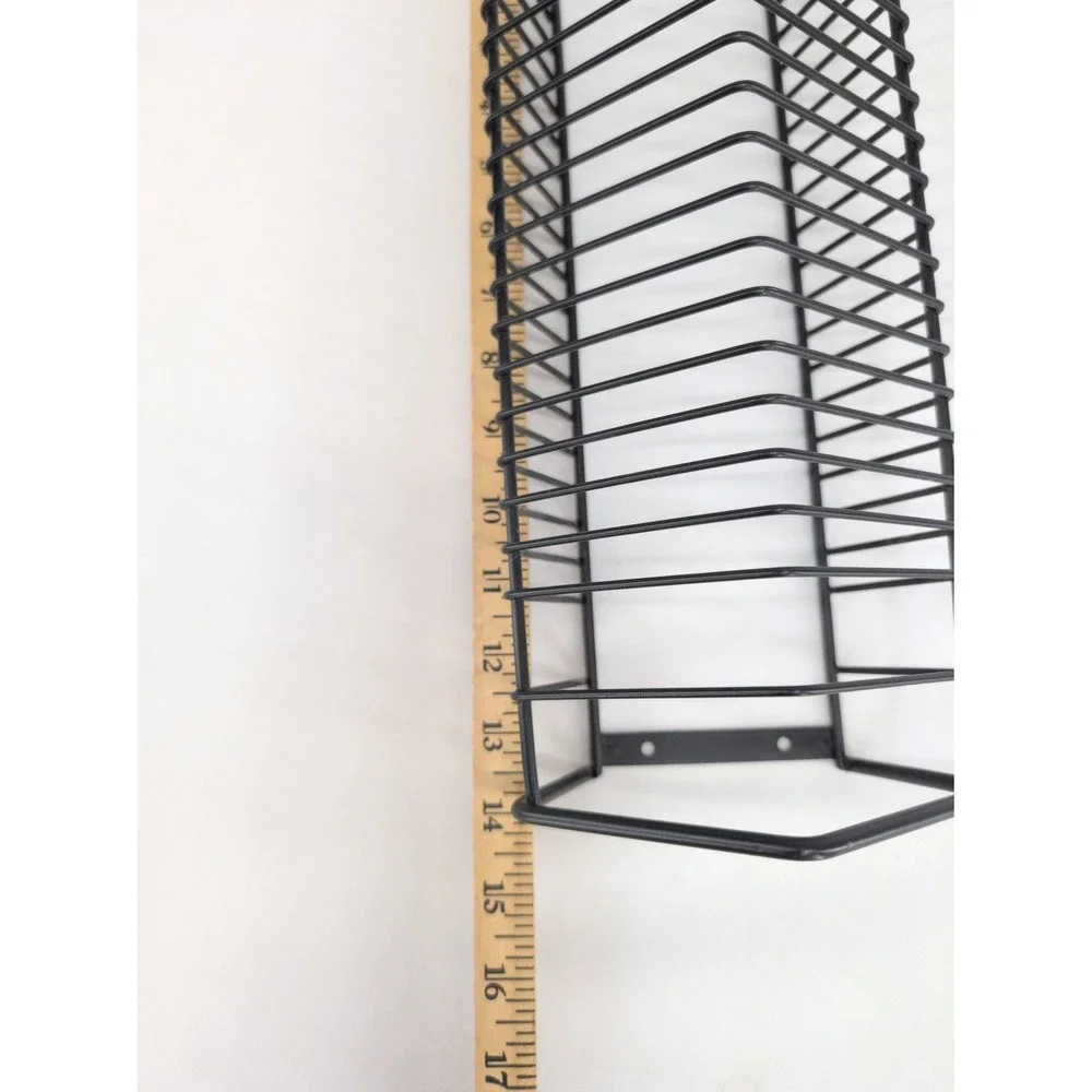 CD Rack Lot of 2 Black Vintage Metal Wire Wall Mount Tower 24-Capacity